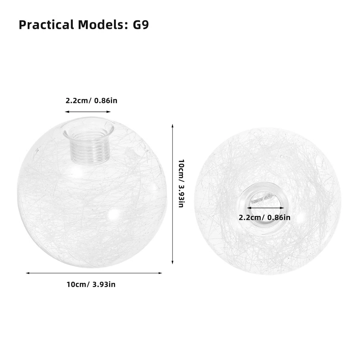 iplusmile Paralume in Vetro G9 Sfera Filettata 100Mm, Ricambio per Lampade a Sospensione da Cucina, Coprilampada Semplice per Lampadari a Soffitto