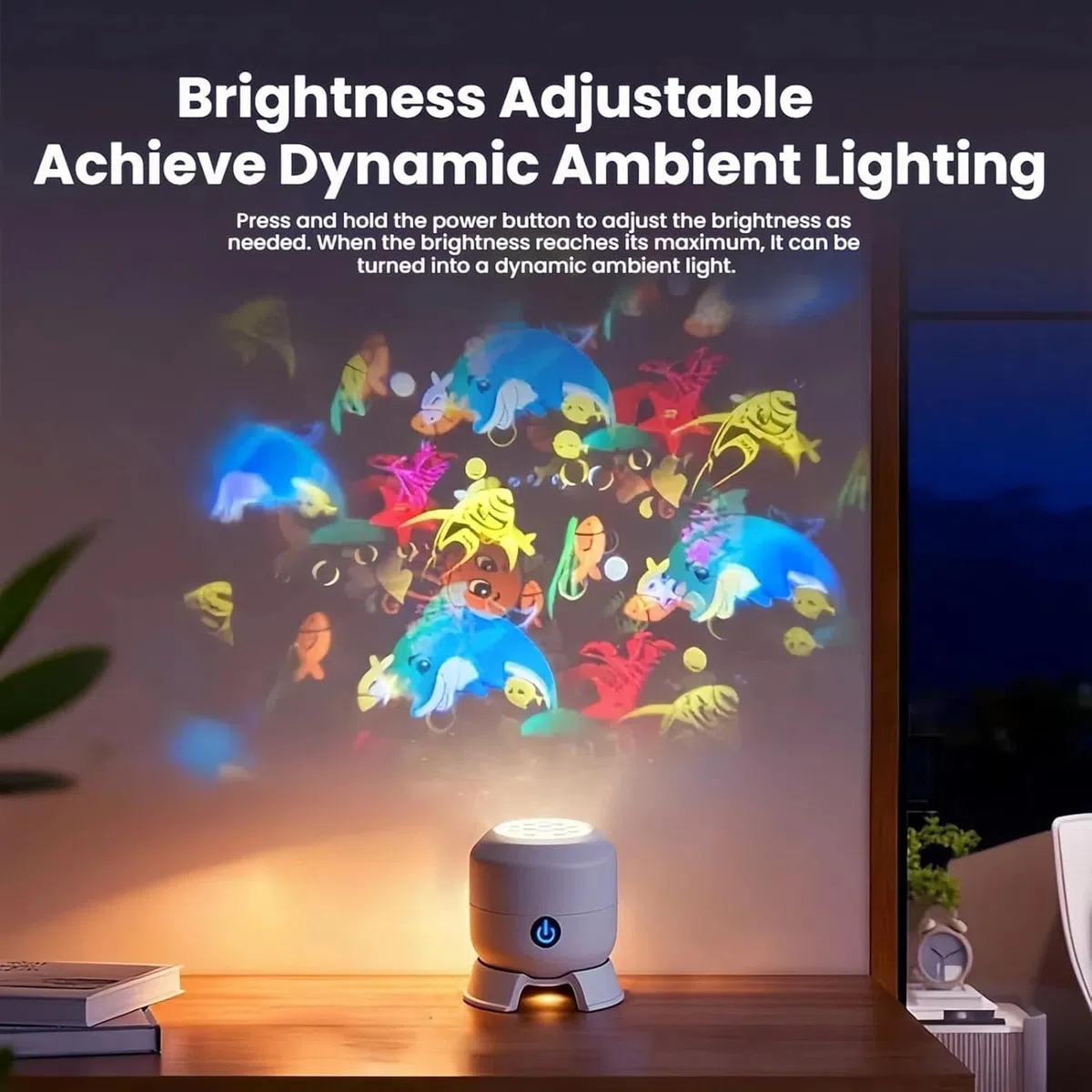 Proiettore di luce LED rotante dinamico per bambini, oceano, ricaricabile USB, dimmerabile, proiettore per bambini per camera da letto, Calma e relax