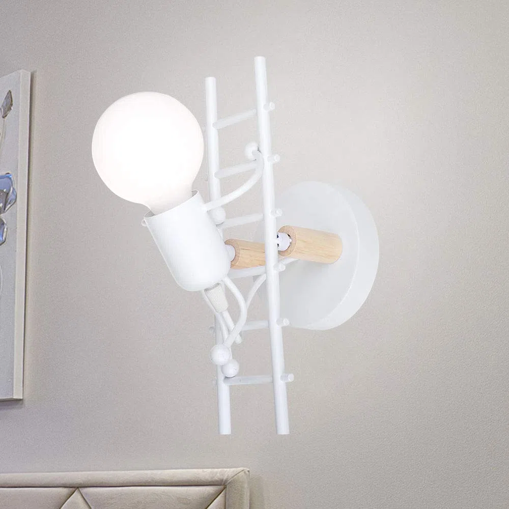 Lampade da Parete E27 Humanoid Applique da Parete Moderna Interno Illuminazione Lampada a Muro Creativo per Camera da Letto Soggiorno Corridoio Camera per Bambini (A-Bianco)