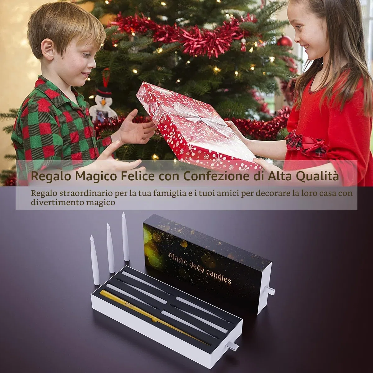 Candele LED Senza Fiamma con Telecomando a Bacchetta Magica, 12 Floating Candles da Appendere, Luce Calda Lampeggiante Candela LED, Candela Conica Elettrica per Natale, Halloween