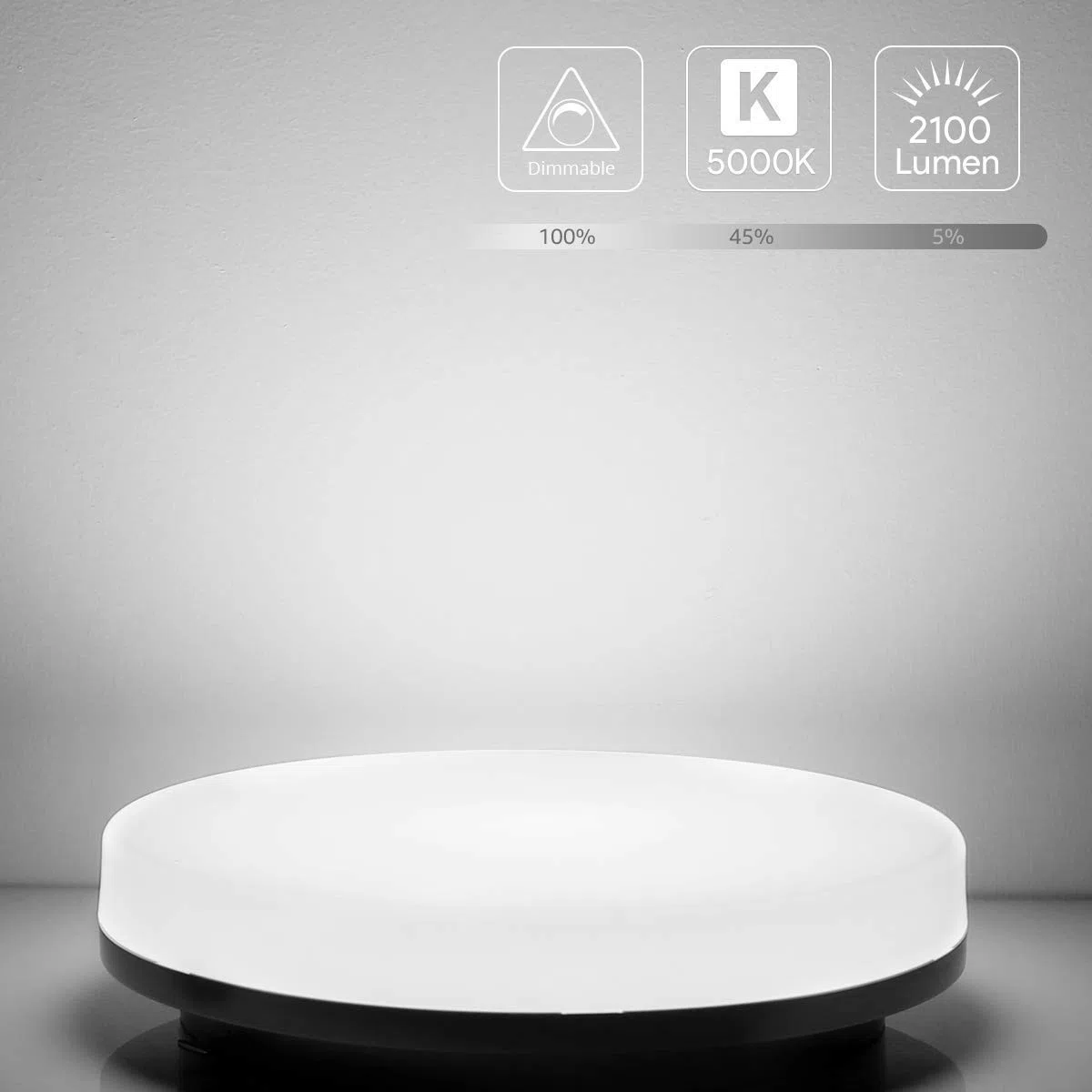 LE Plafoniera LED Dimmerabile 24W 2100lm, Ø 33cm, Lampada da Soffitto Bianco Diurno 5000K, Lampada da Bagno Impermeabile IP54, Lampade Ideali per Camera da Letto Balcone Bagno Cucina Ufficio Studio