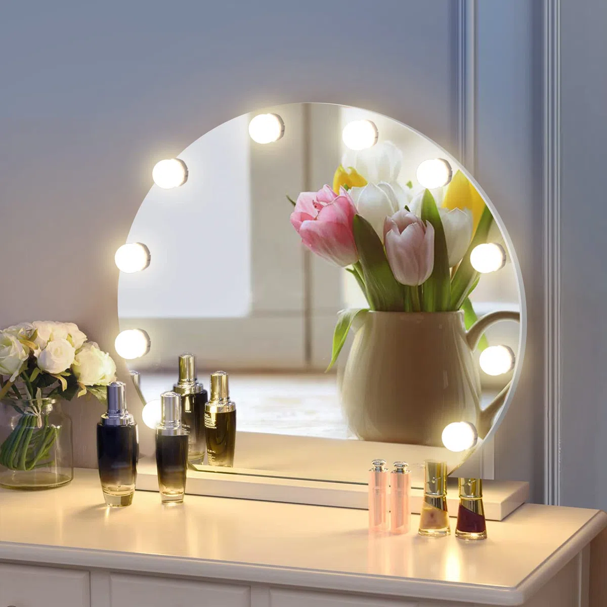 Luci Da Specchio, Winzwon luci LED per Trucco Luci per Specchio, Illuminazione Tavolo Trucco Vanità 3 Modalità Colore 10 Livelli Dimmerabile per Bagno, Camera da Letto