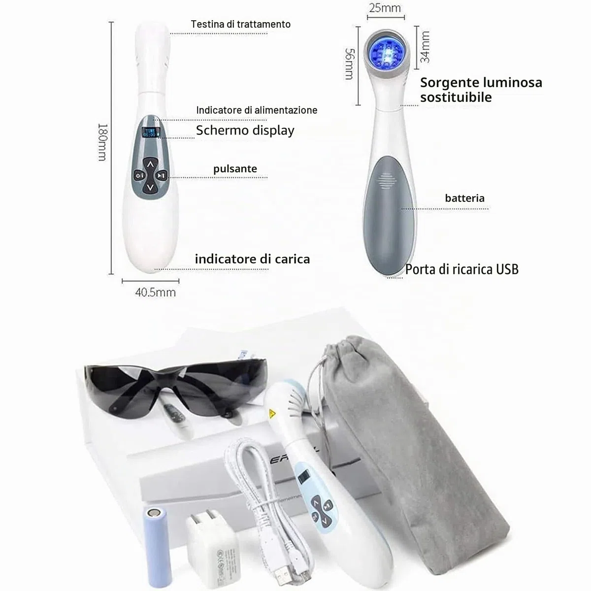 Lampada per Fototerapia UVB, Lampada per Fototerapia a Luce UVB a Banda Stretta da 308 NM con Controllo Timer Digitale LCD, per Disturbi della Pelle, Corpo E Cuoio Capelluto