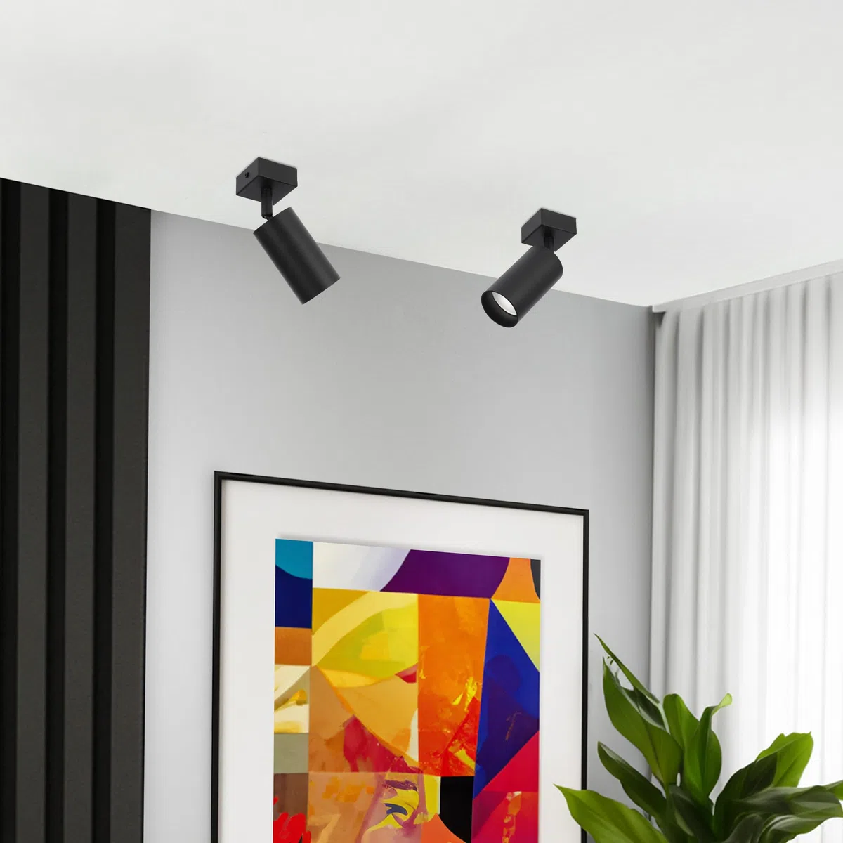 EDO Lampada Faretti da Soffitto Orientabili MALGA GU10 Nero, Faretti 1 Luce, Faretto da Parete Interno per Barra, Lampadario Moderna Plafoniera per Camera da Letto Cucina Soggiorno, Senza Lampadina