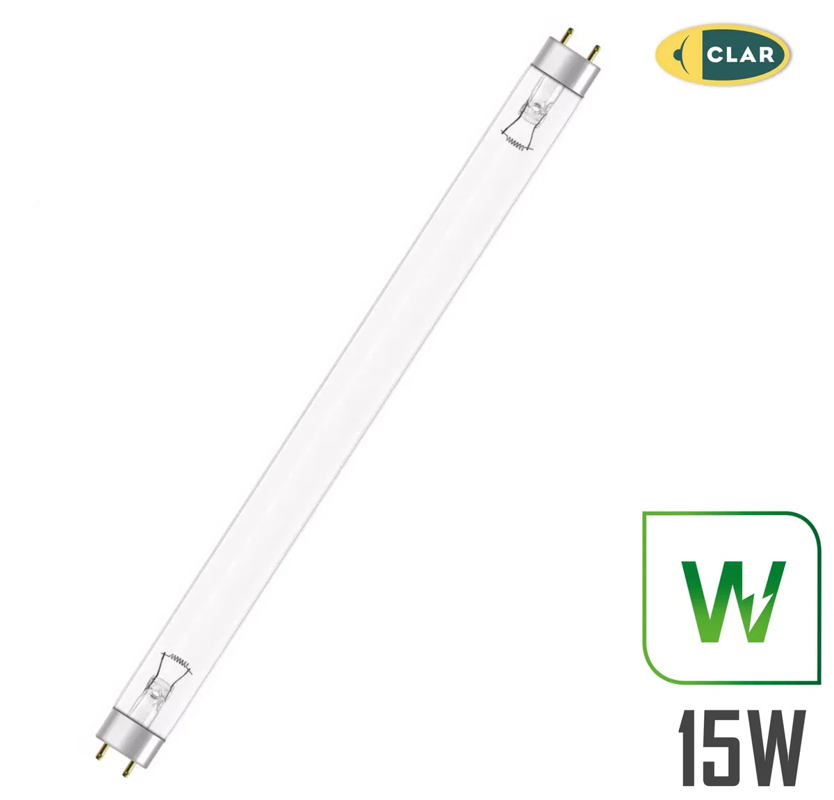CLAR - Tubo Germicida UV 15W T8, Luce Disinfettante, Lampada Fluorescente 43,7 x 2,6 cm (Confezione da 1)