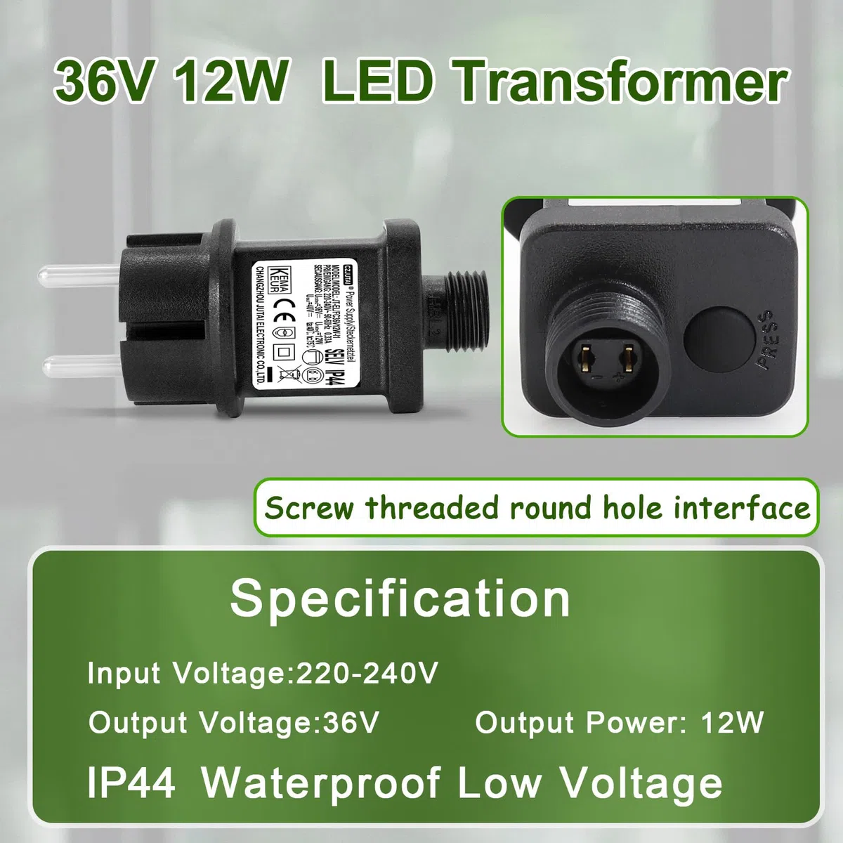 Alimentatore LED da 36 V 12 W – CZJUTAI JT-EL/FC36V12 W trasformatore LED CZJUTAI IP44 – Alimentazione affidabile per illuminazione Noël con presa europea (Socle à vis – Modalità commuté –