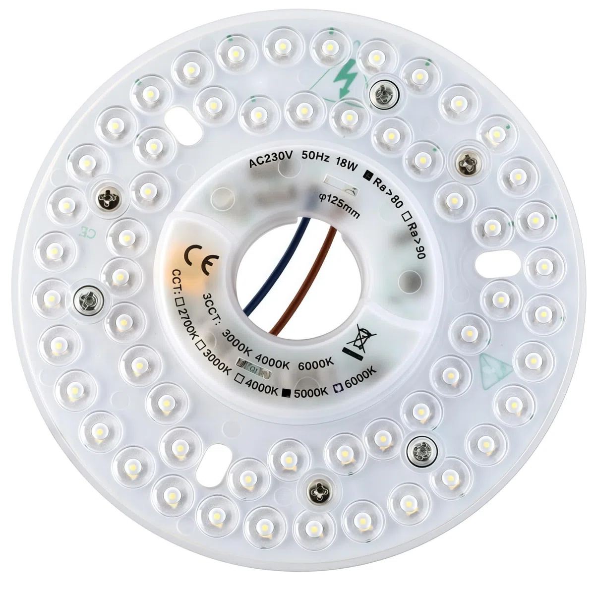 Kit di ricambio per ventola da soffitto LED 12,5 cm 18 W PCB 3000 K 2340 lm 100-265 V ETL (bianco caldo 3000 K)