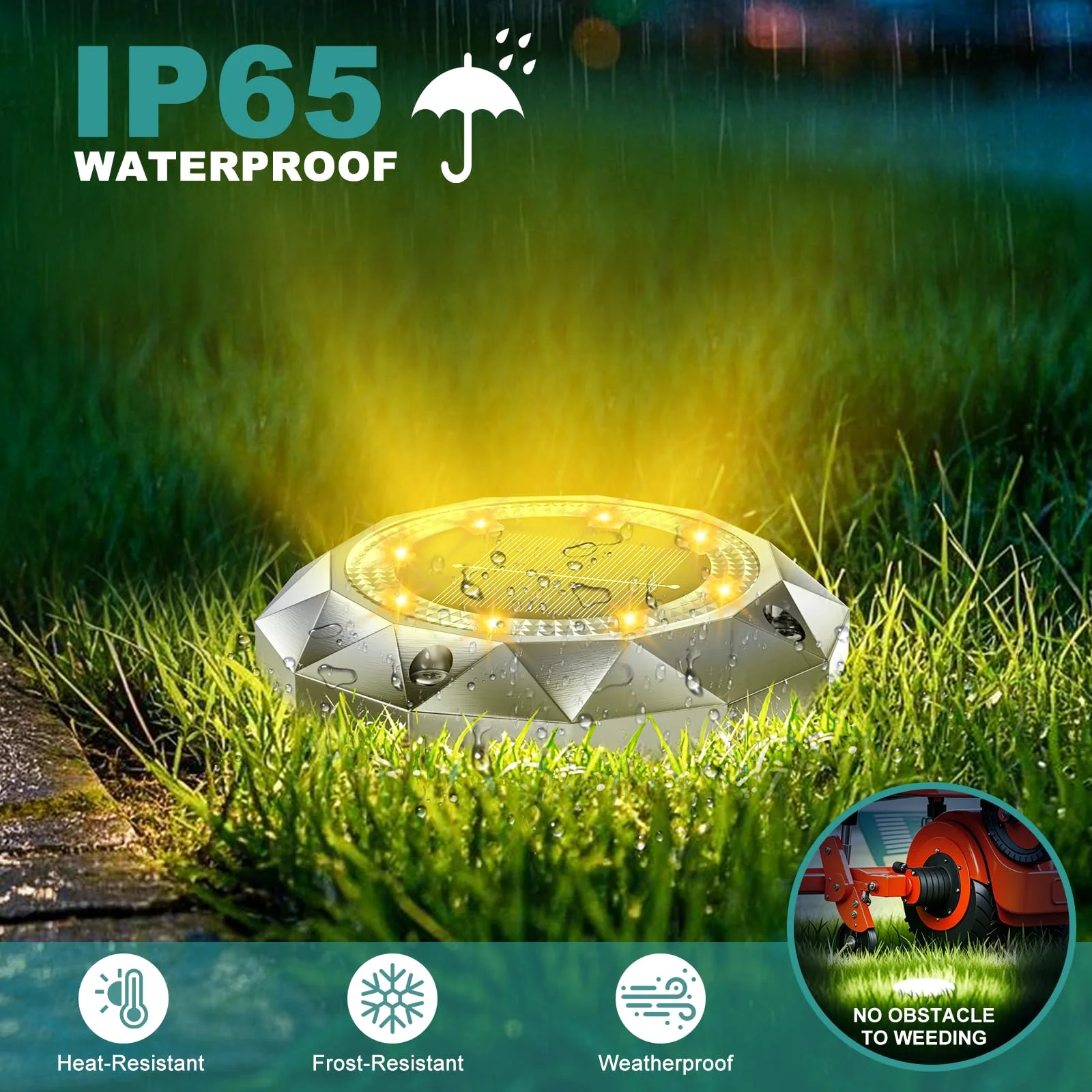 10 Pezzi Luci Solari da Giardino, 8 LED Faretti Sepolta Solari a Led da Esterno IP65 Impermeabile, Luci Solare Decorazione Lampade Solare da Terra per Cortile Prato Vialetto Paesaggio,Bianco Caldo
