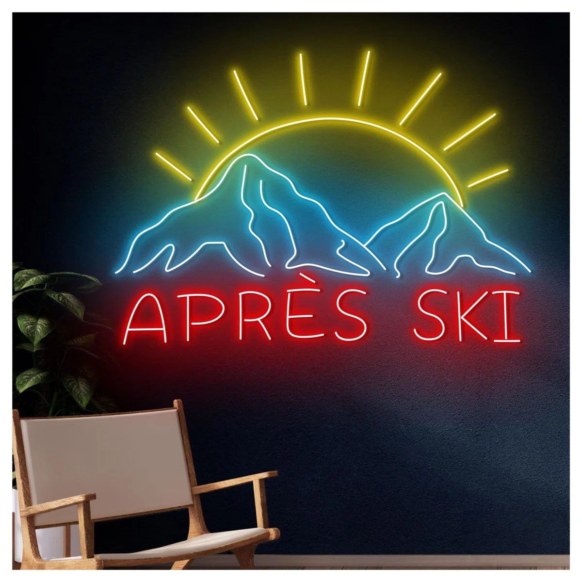 Insegna al Neon Insegna Al Neon Après Skida Parete Per La Casa, Luce A LED, Sport, Per Amanti Dello Sci, Arredamento Per Stanza Dei Giocatori, 58cm