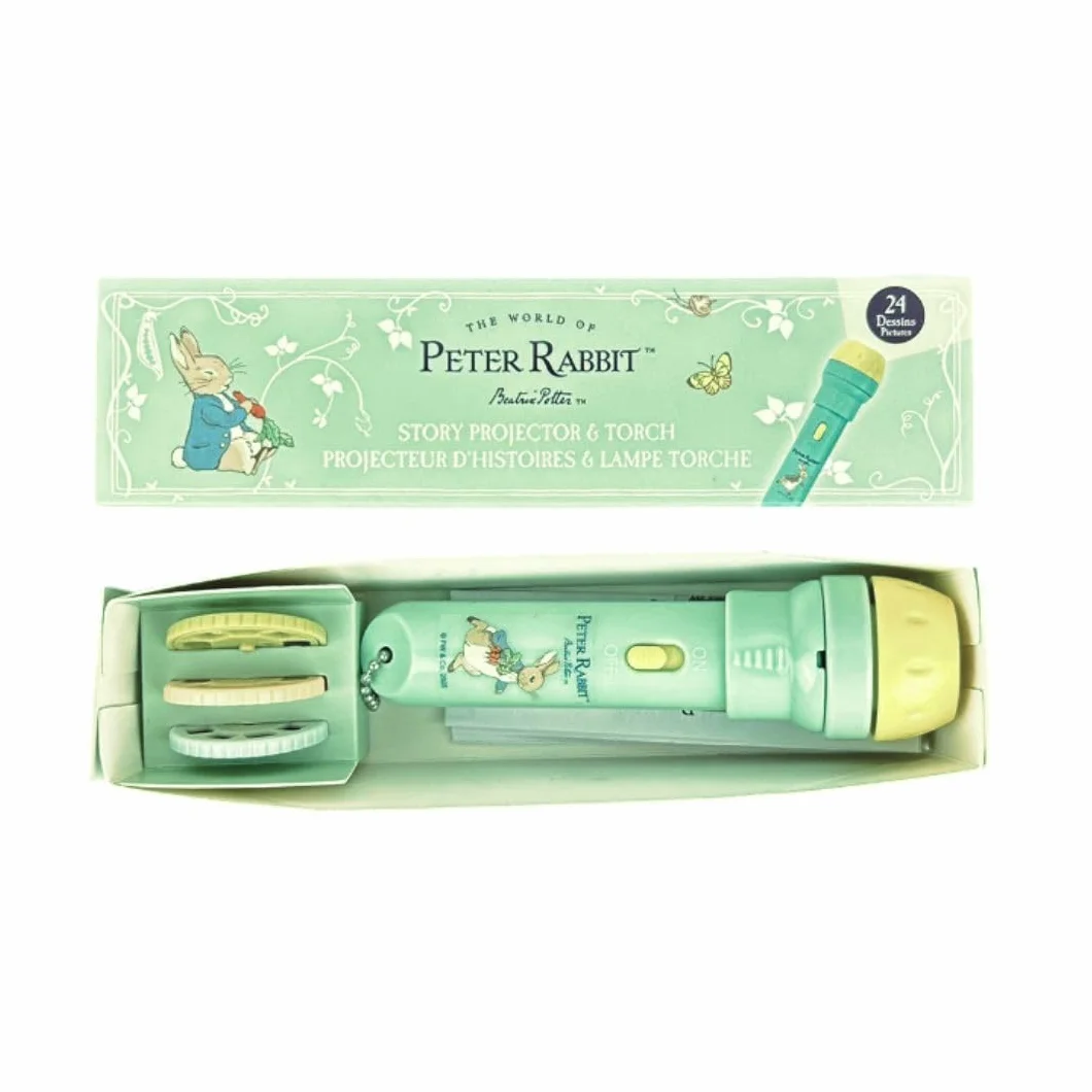 Trousselier Torcia tascabile Pierre Coniglio Proiettore Storia Bambino - Lampada Torcia a Storia Bambino Peter Rabbit - Giocattolo dai 3 anni - 3 dischi a immagine e batterie incluse