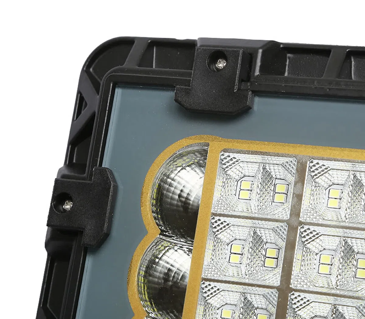 CLICLED Faro Led Da Esterno Solare 150W Luce Fredda Faretto Led Da Giardino Con Luce Rossa e Blu Di Emergenza e Indicatore di Ricarica Pannello Solare Sensore Crepuscolare E Telecomando