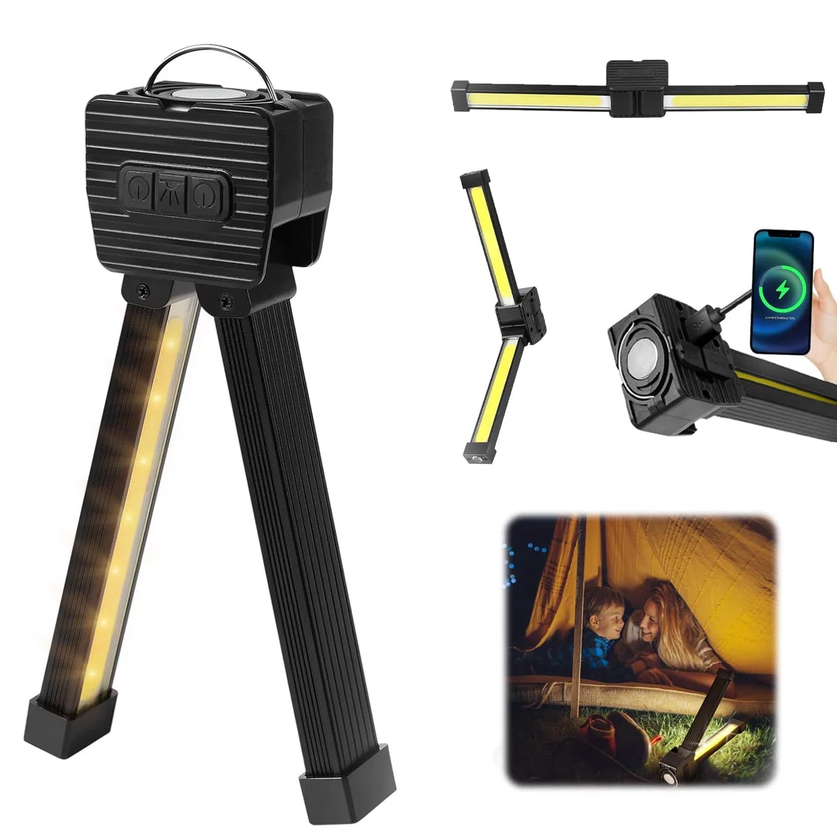 Lampada da palestra per pose, lampada da posa magnetica per palestra, lampada portatile con dimmer, luce da lavoro con rotazione di 180 gradi, per riparazioni auto, campeggio e emergenze
