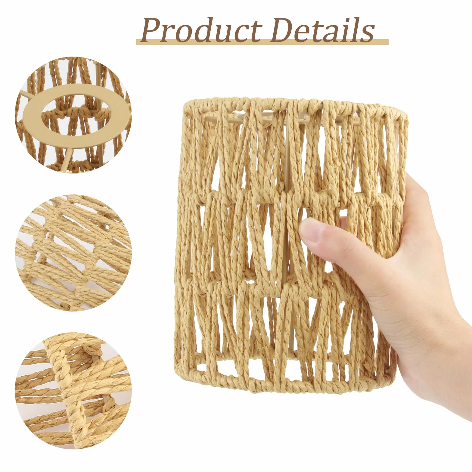 Paralume in Rattan 2 Pezzi Paralume Lampada Ø 120 mm Stile Bohémien Paralumi per Lampade per Lampadario Soffitto Lampada da Tavolo Lampade