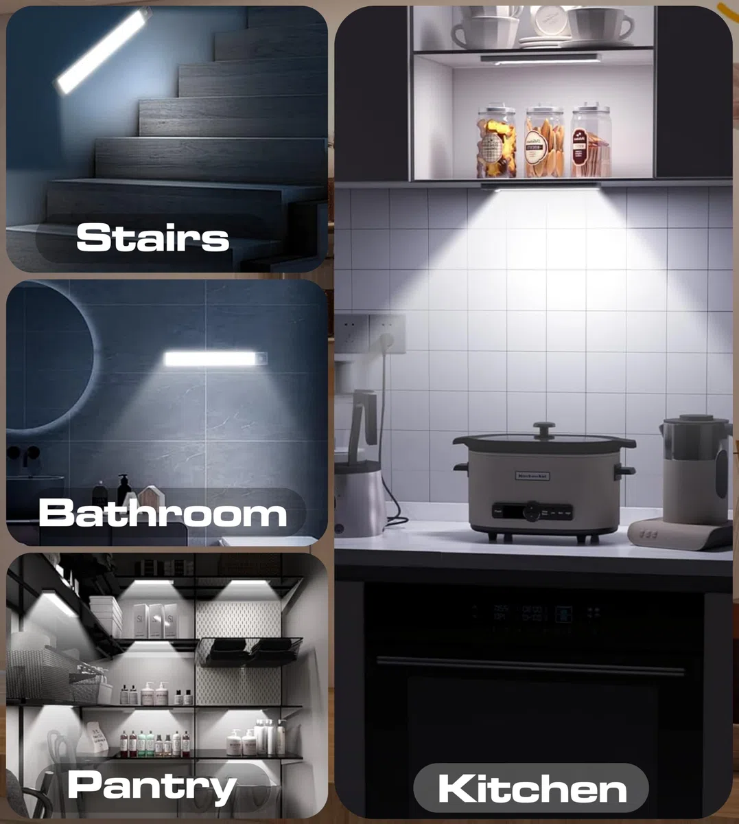 CLAR - Luce LED Sottopensile con Sensore di Movimento, Senza Fili e Ricaricabile, Luce Magnetica per Cucina e Armadio, 10 cm (Pack 2)