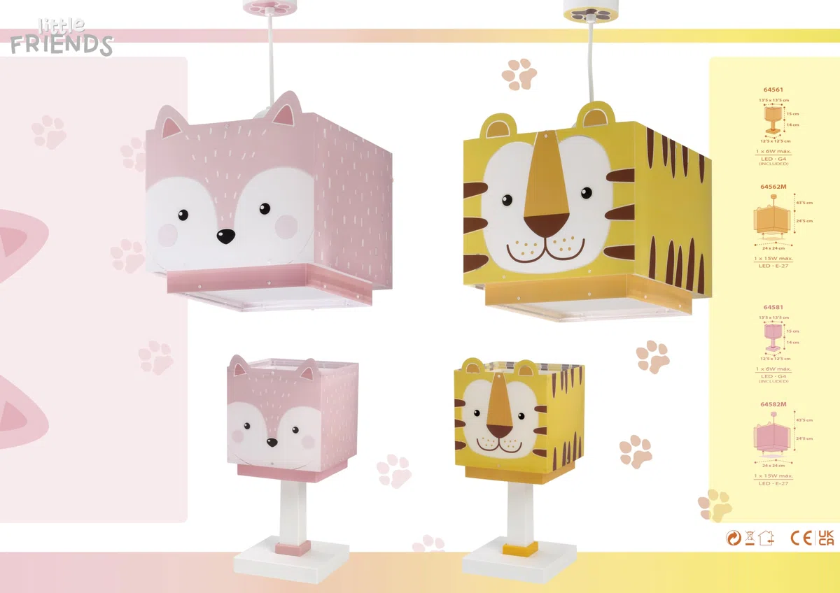 Dalber Lampada da tavolo o comodino per bambini Little Pink Owl Piccolo Gufo, 64481N, G4-4W LED - Lampadina inclusa