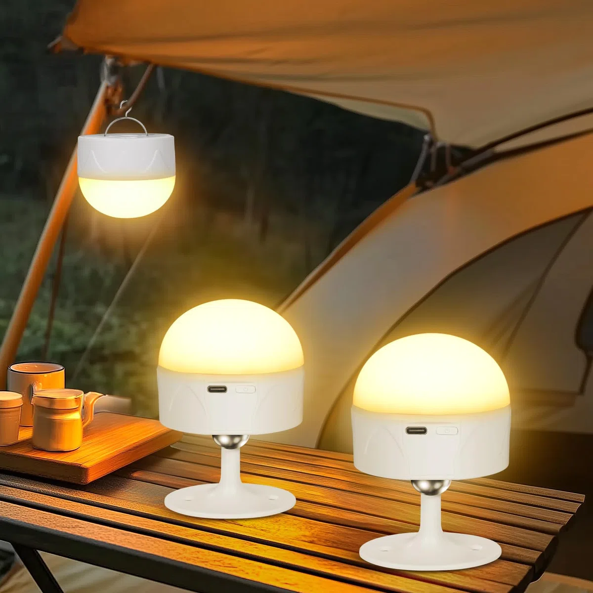 Lampadina Ricaricabile USB-C con Telecomando - E27 Lampadine a Batteria Senza Fili 9W 12 Colore Dimmerabile - Magnetica LED Lampada con Funzione di Timing Luce di Emergenza 2 Pack