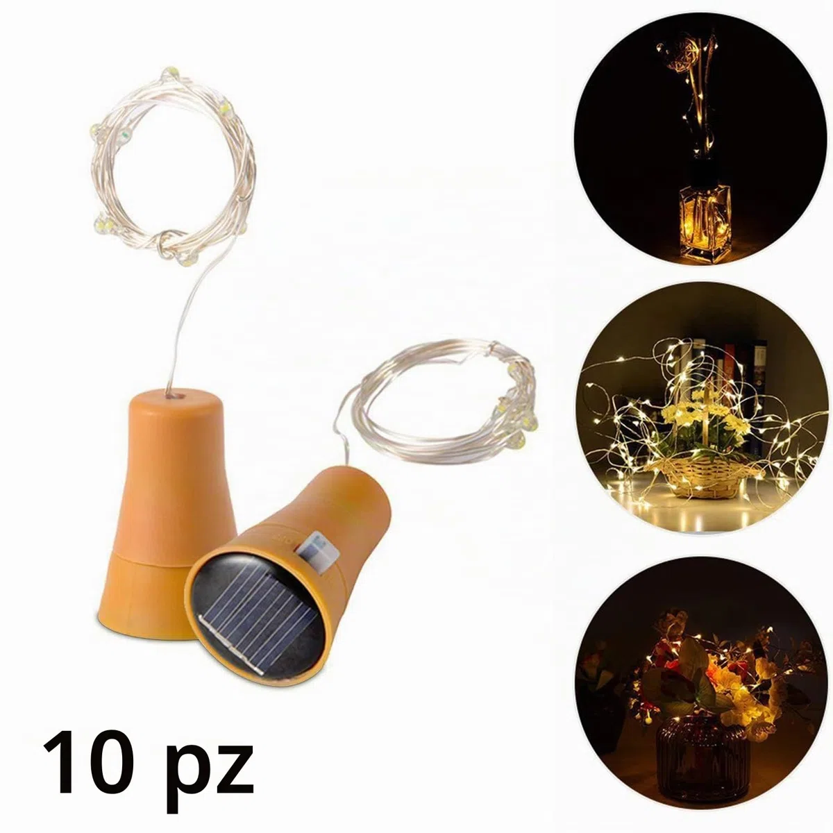Solare Luci Stringa per Bottiglia di Vino, ALED LIGHT 10 Pack Bianco Caldo Luci Solari Lights LED Lampade Filo di Rame Catena Luminosa Luce Decorazione Interni Esterni per Festa Matrimonio DIY Regalo