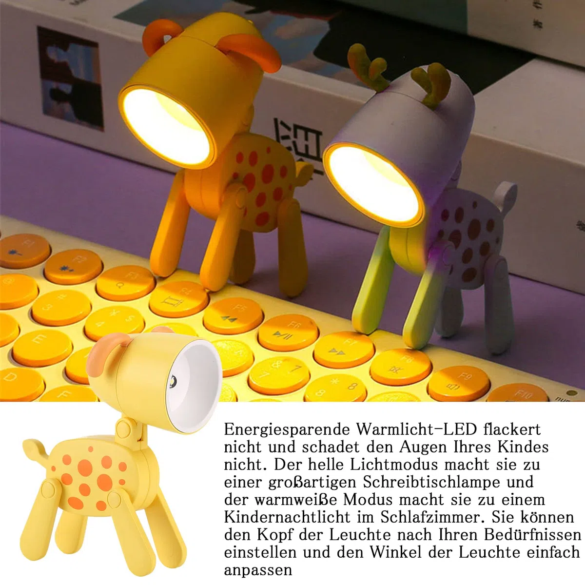 HENGBIRD Luce Notturna Bambini, Bambina Regalo Battesimo, 4 Pezzi Lampada Notte Animali Carino, Accessori Camera da Letto Ragazzi, LED Luci Notturne per Bambini Cameretta Bambina Regalo Neonato (A)