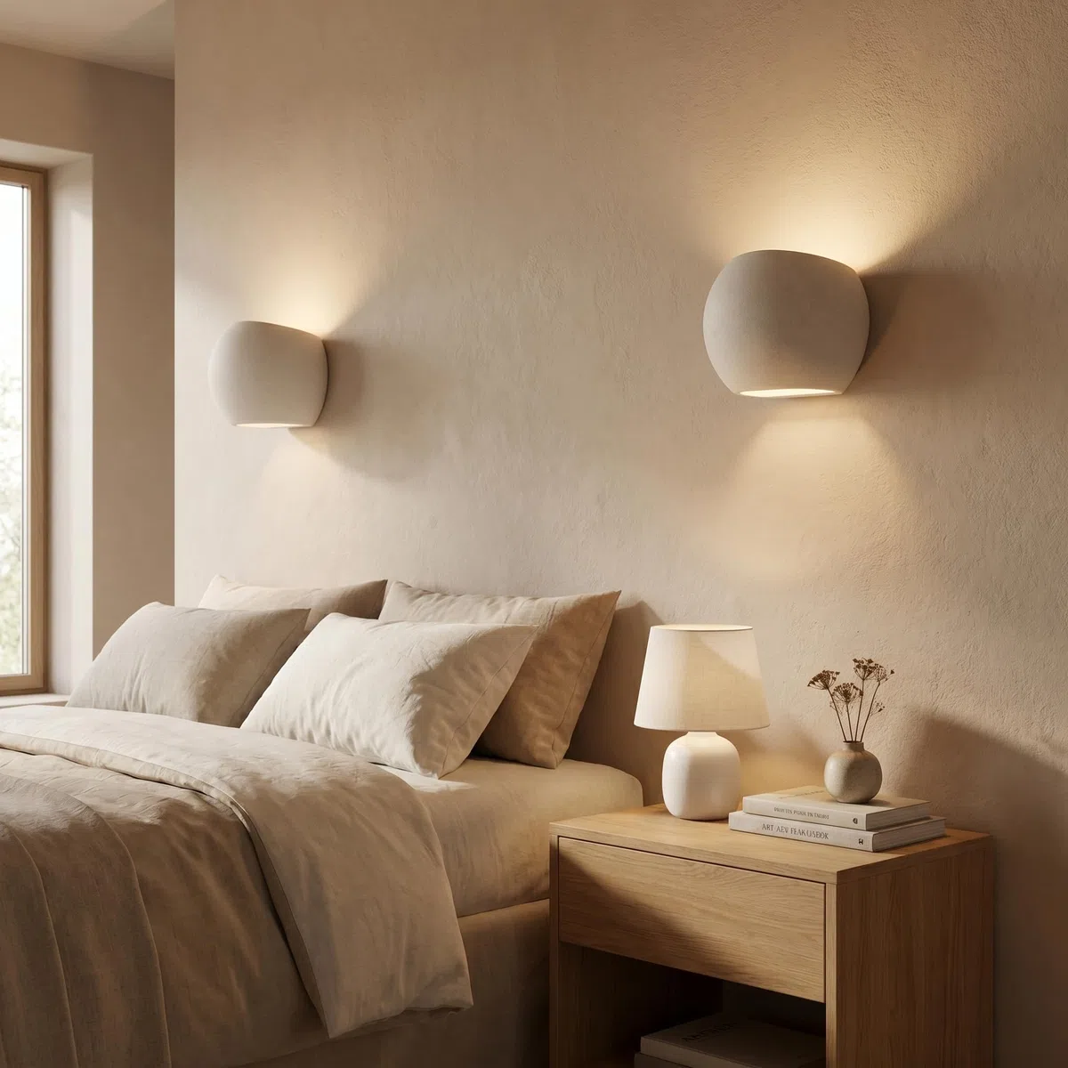 BARCELONA LED Applique da parete cemento bianco “Ball” G9 Up & Down, lampada da parete piccola moderna minimalista stile nordico, luce indiretta per soggiorno camera hotel interni