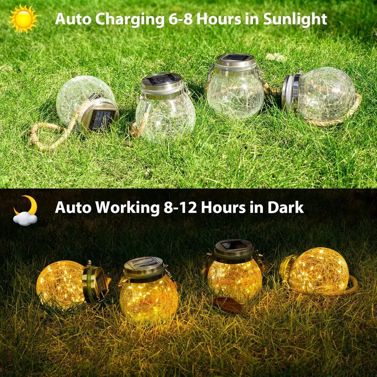 LED solare Wishing Bottle luci, cortile all'aperto decorazione bottiglia di vetro lampada a sospensione luce calda tramonto senza fili all'alba impermeabile giardino strada lampada paesaggio.
