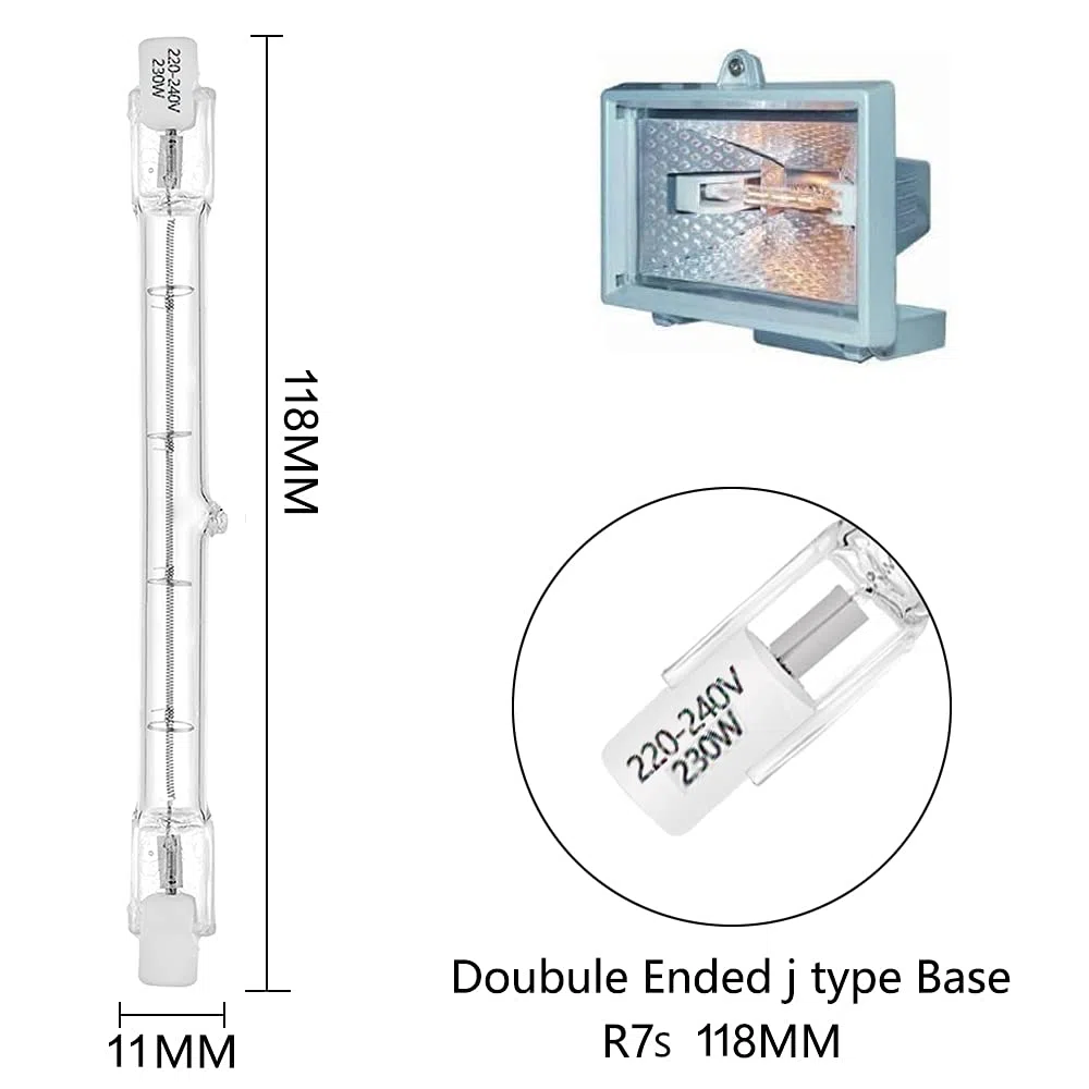 Lampada alogena lineare r7s 118mm 230w alogena Bar 230v 2700k bianco caldo dimmerabile (5 pz)