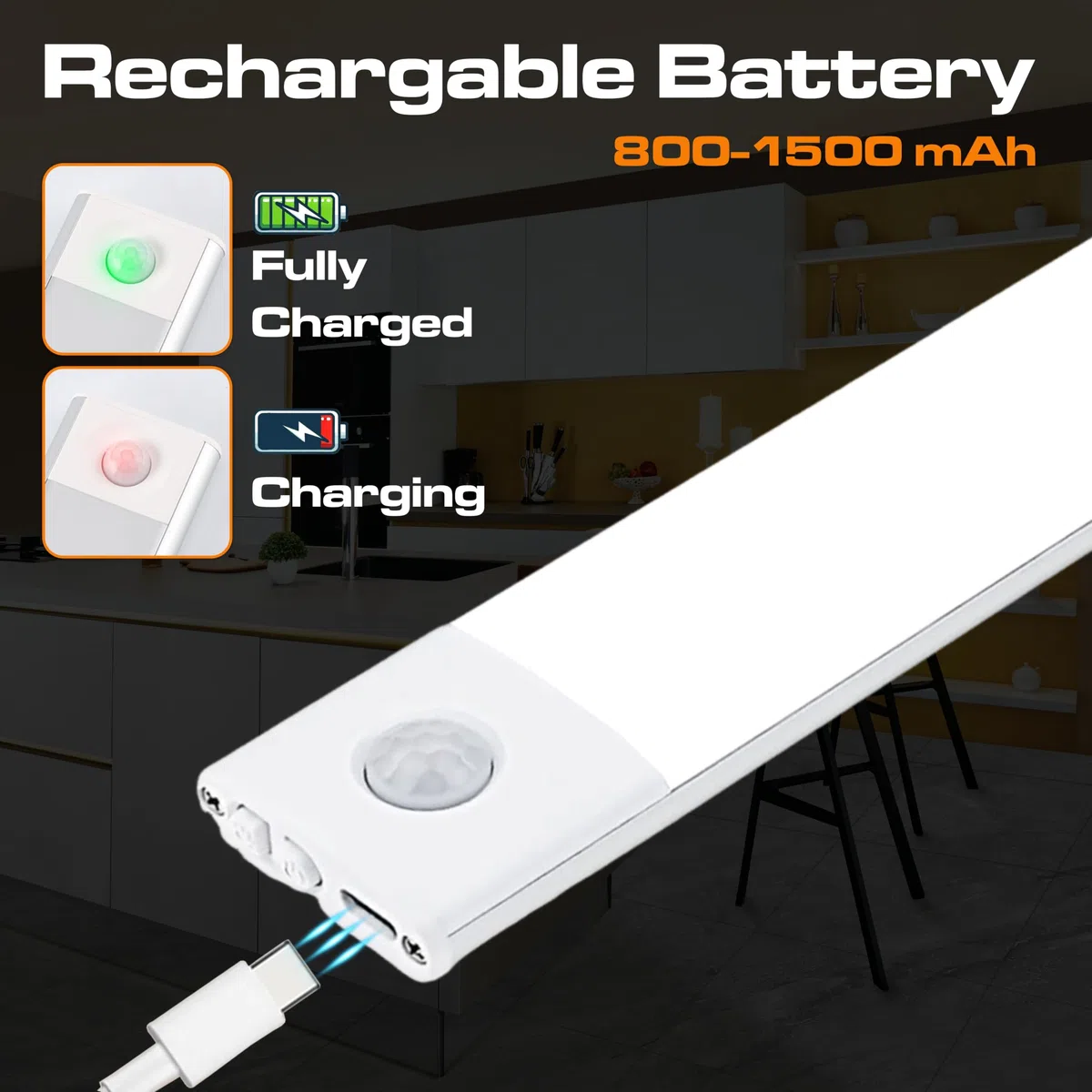 CLAR - Luce LED Sottopensile con Sensore di Movimento, Senza Fili e Ricaricabile, Luce Magnetica per Cucina e Armadio, 10 cm (Pack 2)