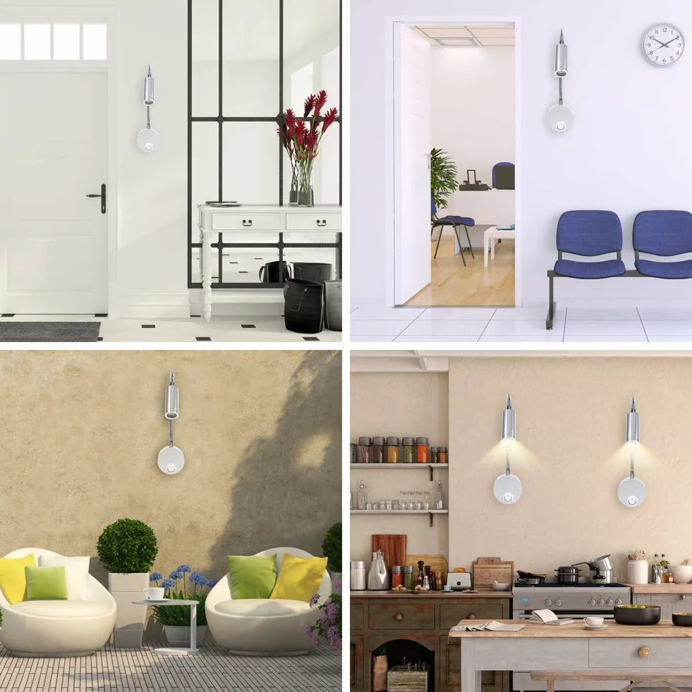 Lampada Letto LED, Letto Minimalista Lampada Lavoro Luce Dimmerabile Interruttore Testata Parete con Collo Cigno Flessibile per Testiere Home Office Studio Alberghi (6500 K Bianco - 3 W)
