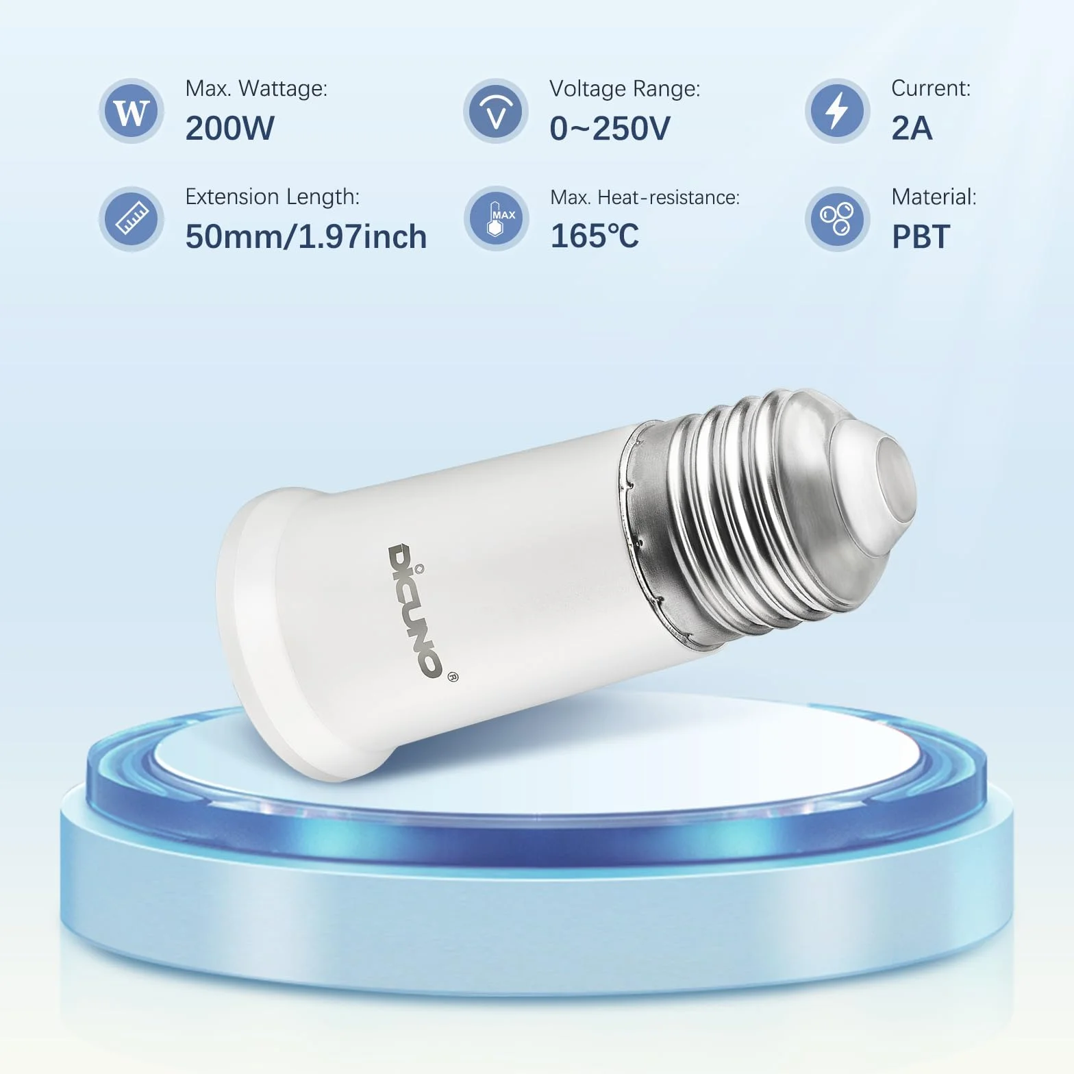 DiCUNO E27 Portalampada 5 CM extension, E27 Prolunga per presa lampada standard, Estensione della lampadina, Adattatore per portalampada, Pacchetto di 6