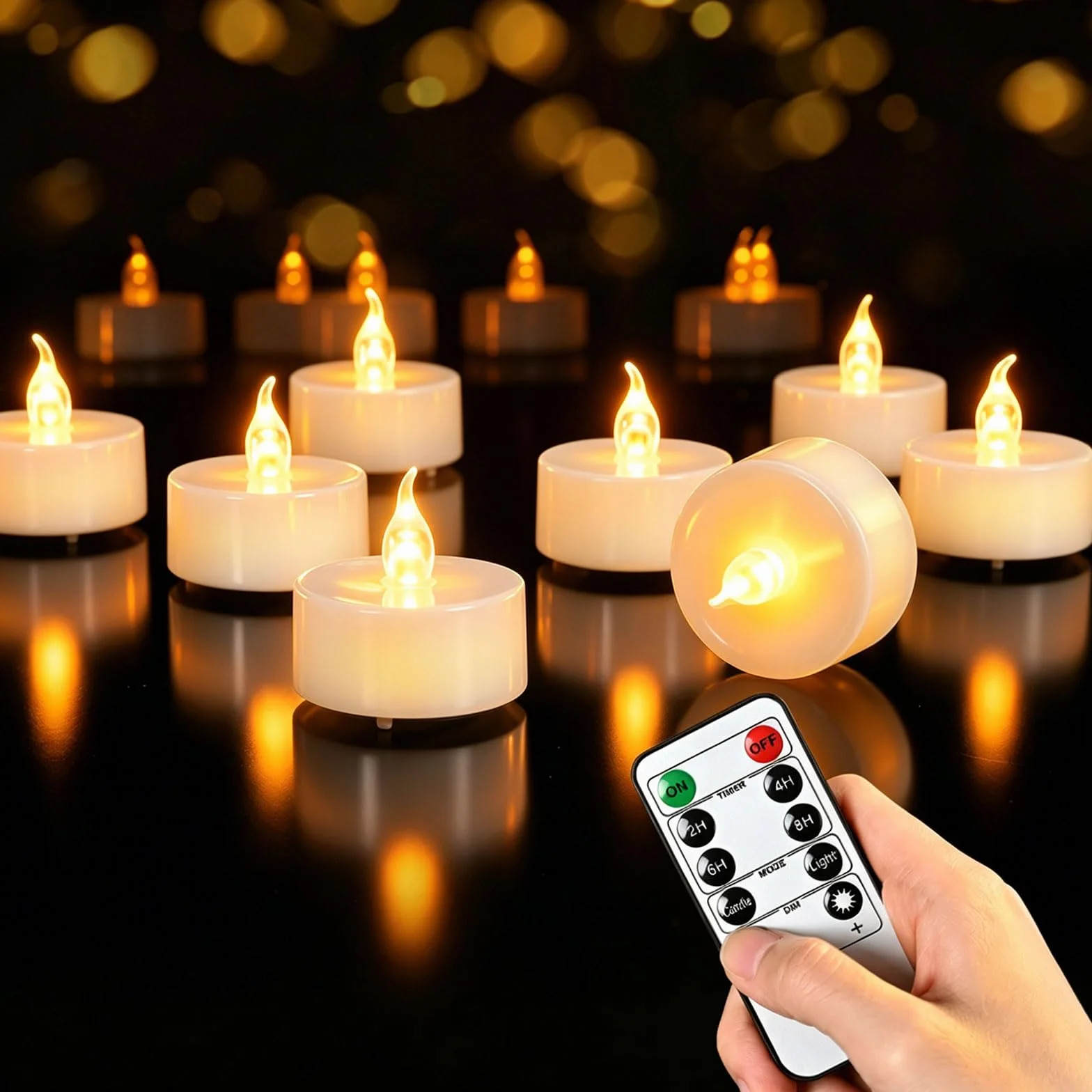 cimetech 12 lumini a LED con timer, telecomando senza fiamma, candele a LED elettriche, alimentate a batteria, per casa, stanza, tavolo, Halloween, decorazioni natalizie