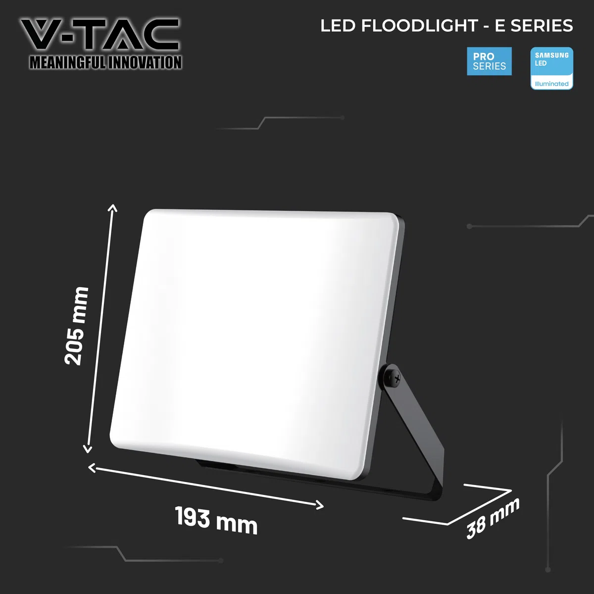 V-TAC Faro LED da Esterno 50W - [Chip Samsung + Tecnologia RLE + Innovativa Copertura in Policarbonato] - Alta Luminosità: 5000 Lumen - IP65 - Faretto LED per Casa, Garage, Magazzino - Luce CCT 3 IN 1