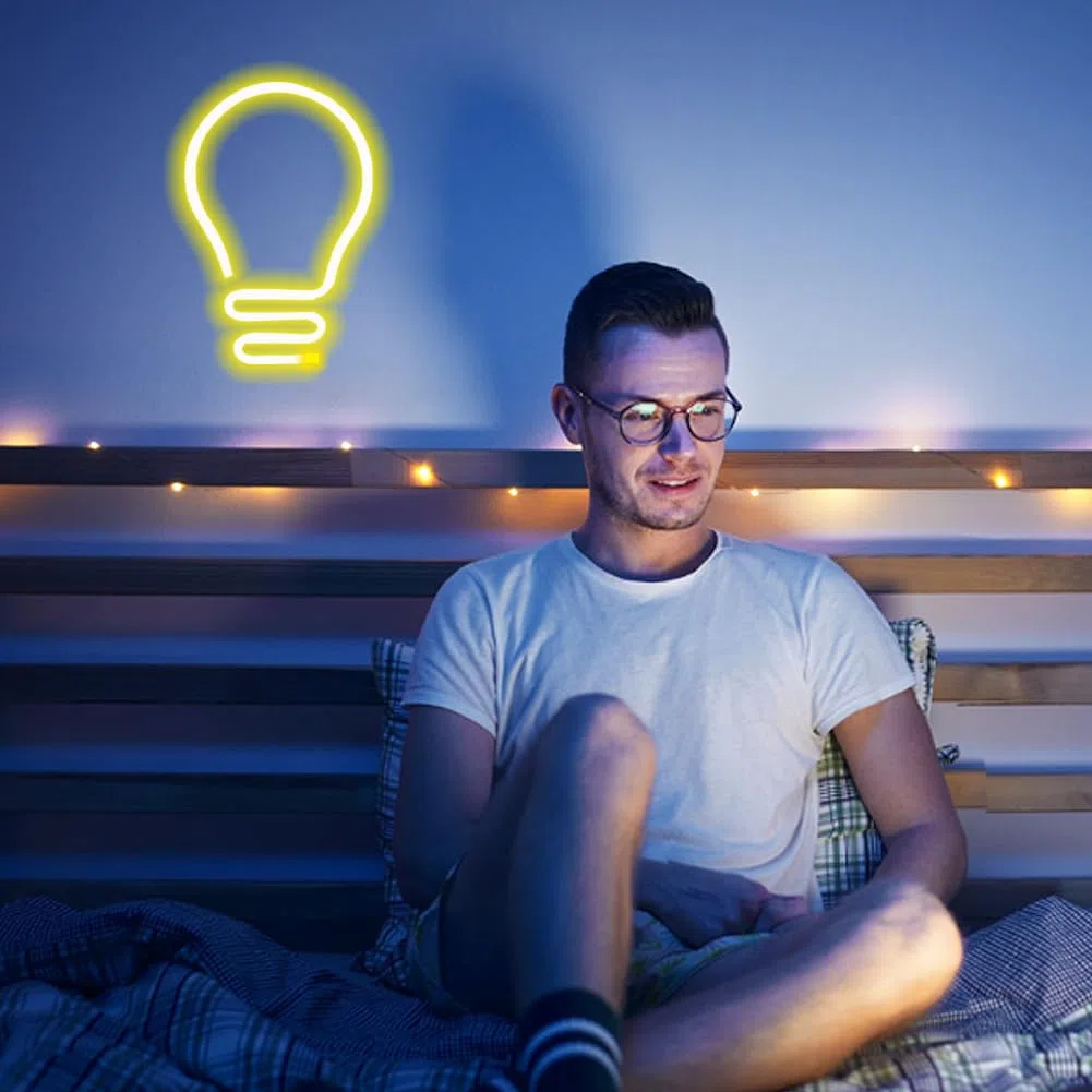 Insegna al Neon Lampadina,Insegna al neon a forma di lampadina Batteria o USB Alimentato Per la Decorazione Della Festa di Natale del Bar Della Sala Giochi Della Camera da Letto