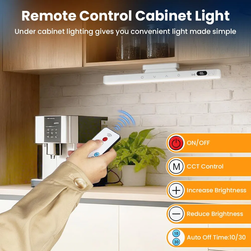 AUAUY 2 Pezzi Luce Armadio LED, USB-C Ricaricabile Magnetica Lampada con Telecomando, 5 Temperature Colore&5 Luminosità Dimmerabile, 1500mAh, per Cucina Scale Soggiorno Camere da Letto Guardaroba