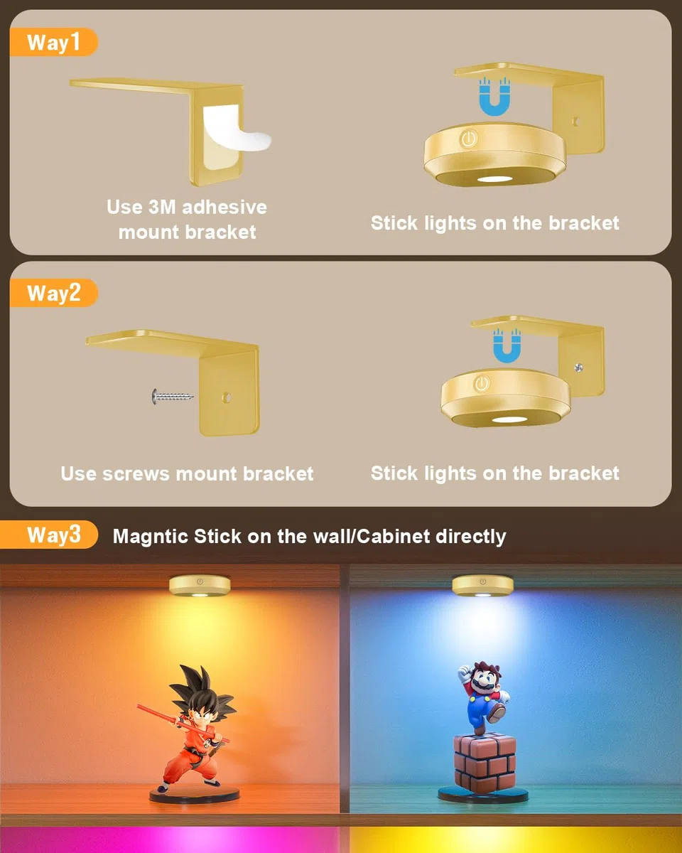 WILLED Illuminazione per immagini senza fili, illuminazione da parete senza fili, batteria LED spot con telecomando, lampada per immagini ricaricabile con 9 colori RGB, illuminazione a LED con timer