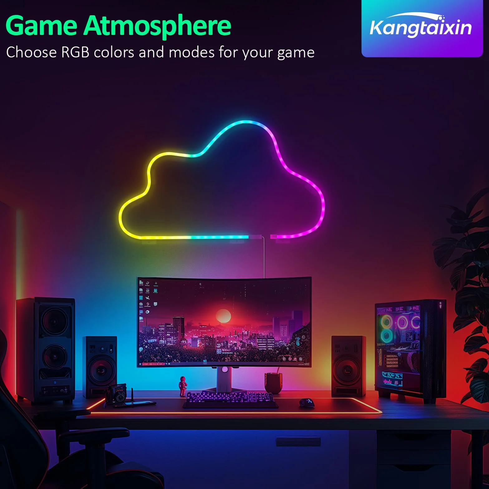 Kangtaixin Neon Striscia LED 3 Metri, Silicone Luci al Neon Flessibile Funziona con APP, DIY Forma, Sincronizzazione Musica, Camera, Cortile, Giardino, Patio, Gaming, Festa Decorazione