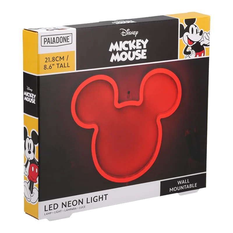 Paladone, Lampada da parete neon a LED con orecchie di Topolino della Disney, con licenza ufficiale e cavo di alimentazione, per casa, camera da letto, decorazione soggiorno, articolo cultura pop