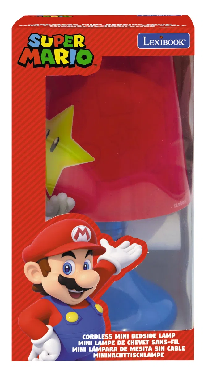 Lexibook, Super Mario, Mini lampada da comodino senza fili e luce notturna, rossa, MLT10NI