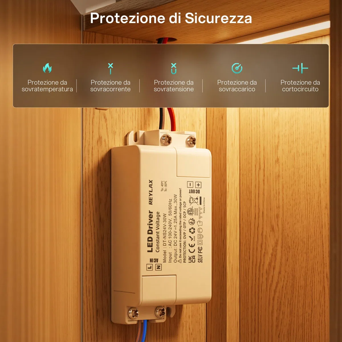 REYLAX Trasformatore LED 24V, Alimentatore 30W 1.25A, Alimentatore Interruttore AC 220V to DC Trasformatori, Driver LED di Tensione Costante, per Bassa Tensione Striscia Led Lampadina MR16 MR11