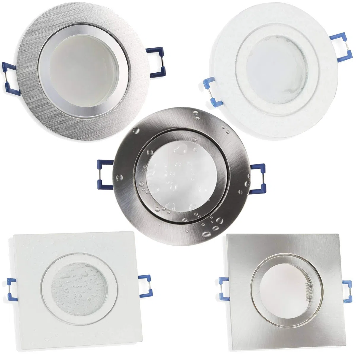 Faretto LED da incasso acciaio inossidabile - rotondo 7 watt bianco caldo superpiatto 12V MR16 - adatto per bagno, esterno IP44 - foro da 60-70mm - spot rotondo
