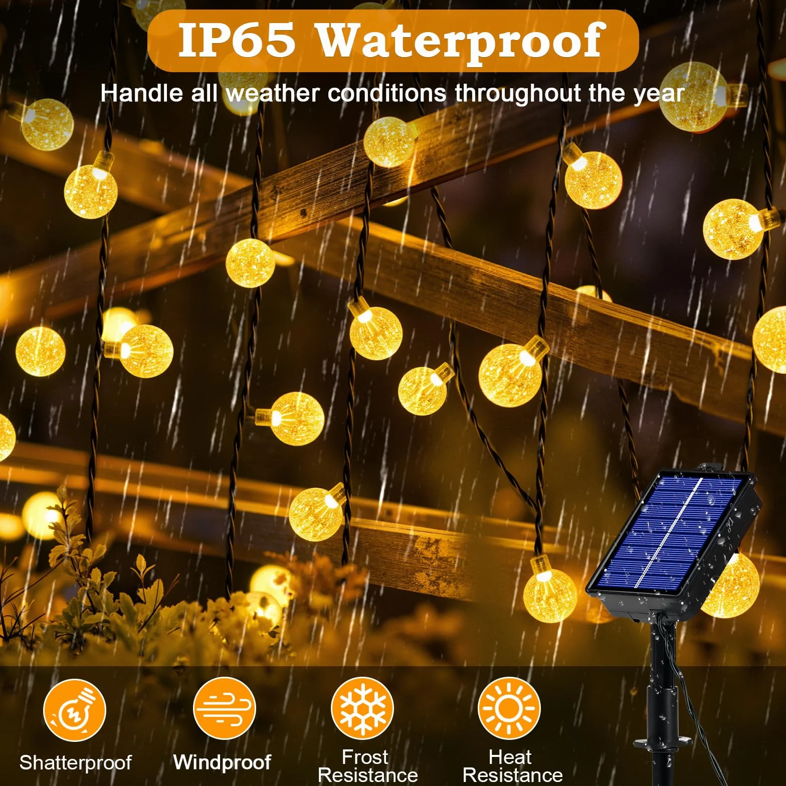 Realky Catena Luminosa Solare da Esterno 100 LED 18m, Luci Solari da Giardino con 8 Modalità e Funzione Memoria, IP65 Impermeabile, Luci Decorative per Terrazzo, Balcone, Gazebo, Festa (Bianco Caldo)