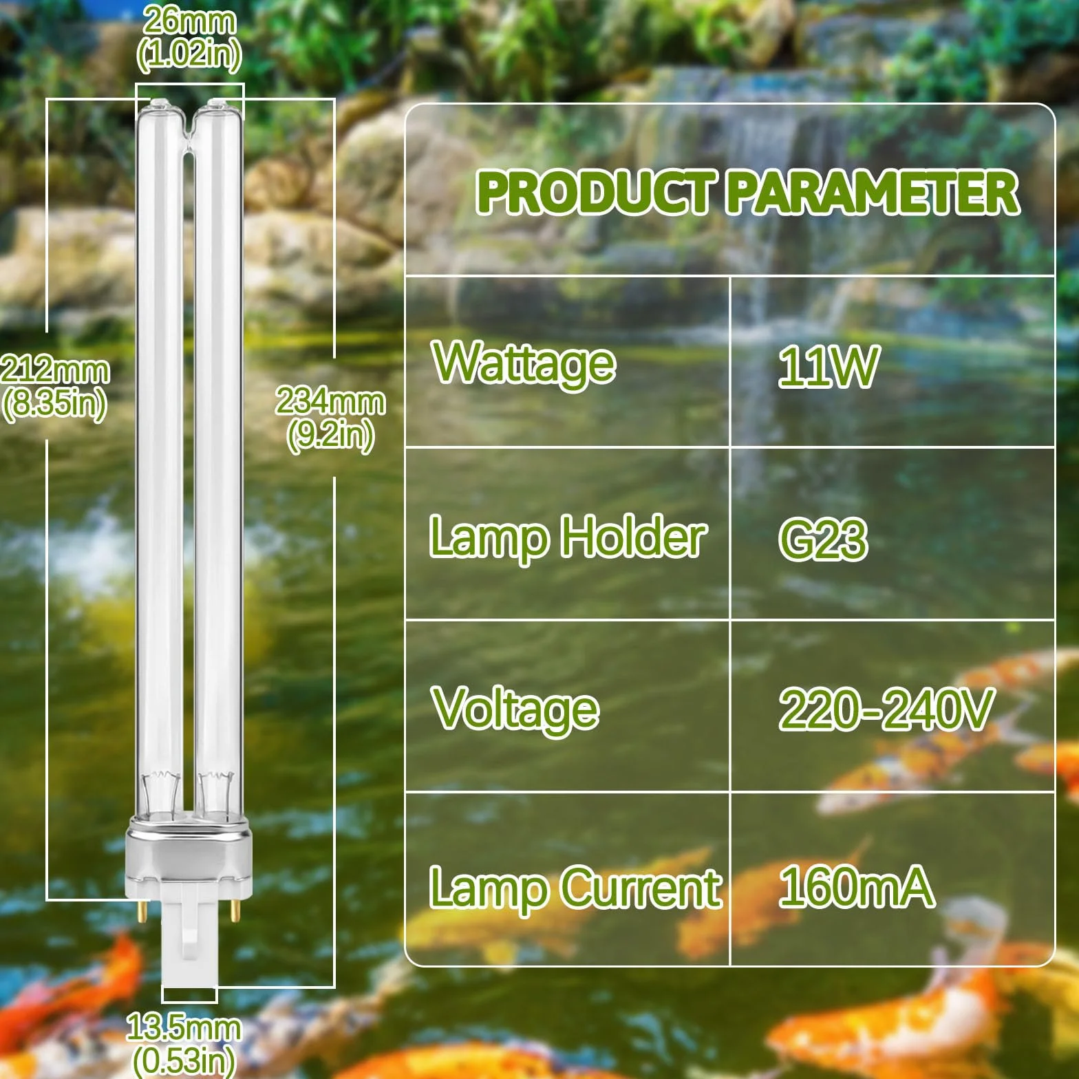 Ddlisu Lampadine per Filtro laghetto da 11W, Lampadine Ultraviolette UVC per Filtri e Chiarificatori, Lampadina/tubo UV di Ricambio 2 PIN G23 PLS, Per Laghetti, Vasche per pesci, Acquari * 2 pezzi