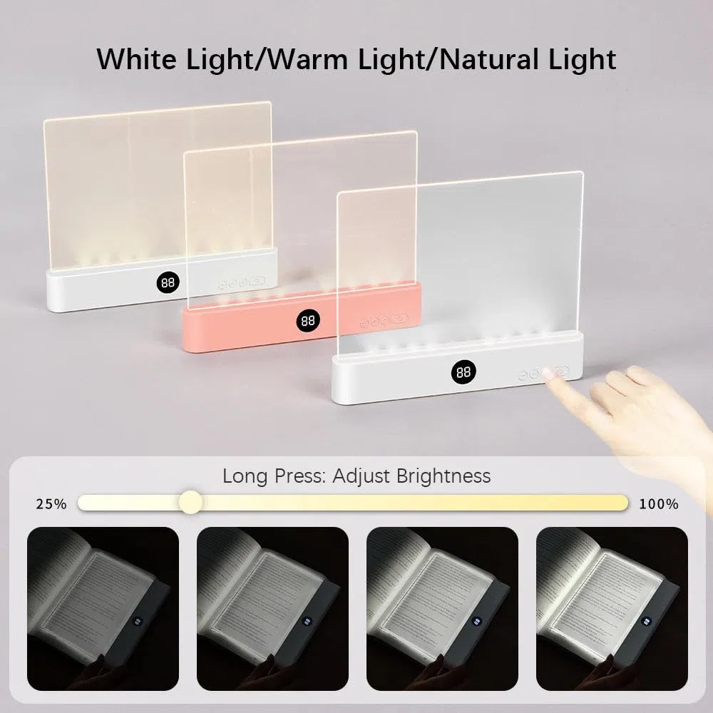 Luce da lettura sottile a LED per letto, illuminazione per pagine di libri piatti con luce morbida, lampada da lettura notturna portatile per studio, viaggi, uso familiare, design leggero per libri