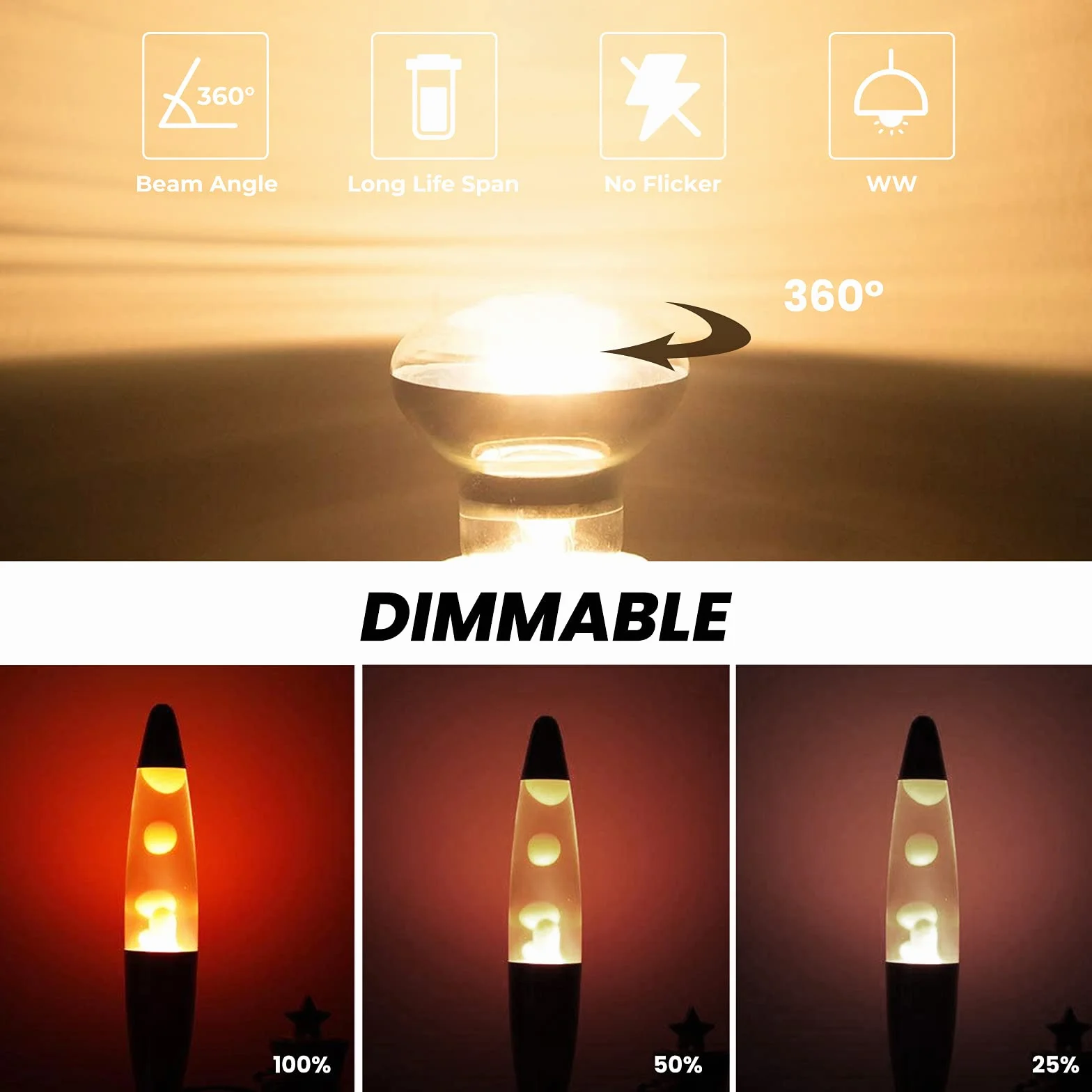 Luxvista 30W R39 E14 Lampadina Riflettore Dimmbar per Lampada Lava Lampadine E14 SES Piccola Vite Edison Lampadine Riscaldanti per Lampada Lava, Bianco Caldo 2700K (2-Pack)