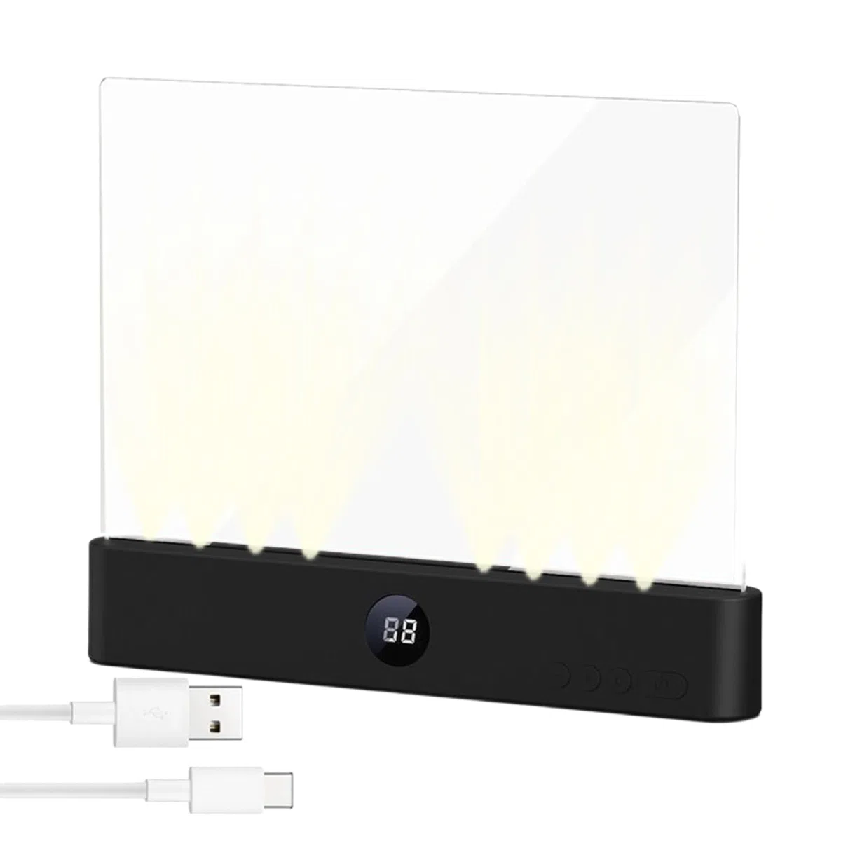 Lampada da Lettura, Lampada da Lettura Piatta A LED Trasparente Ricaricabile con 3 Colori e Timer, Per Leggere A lettos Di Notte