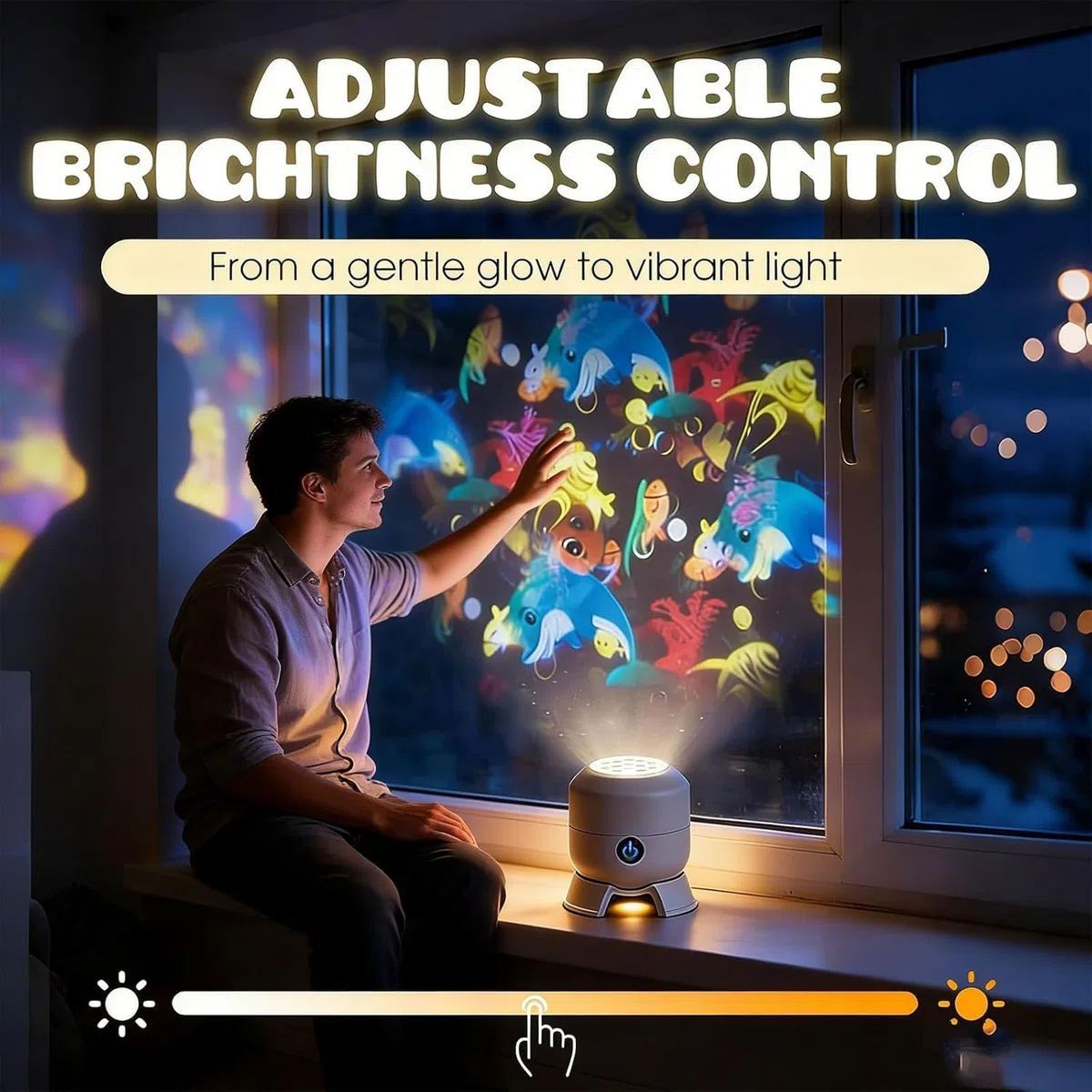 Proiettore di luce LED rotante dinamico per bambini, oceano, ricaricabile USB, dimmerabile, proiettore per bambini per camera da letto, Calma e relax
