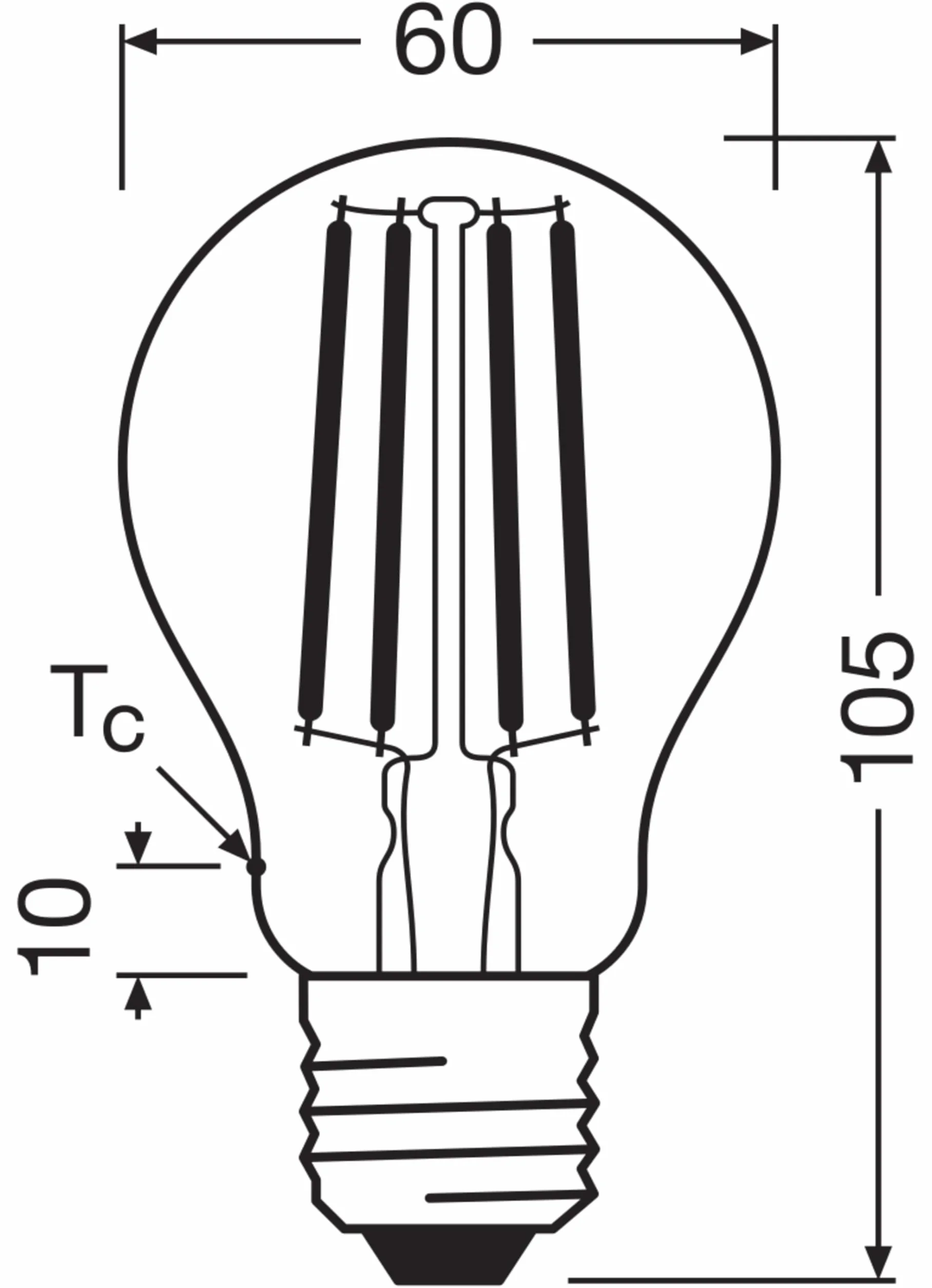 OSRAM Lampade LED ad alta efficienza con classe di efficienza energetica A, Confezione vantaggiosa con 5 lampadine, sostituzione 60W, bianco caldo (2700K), E27, vetro a filamento