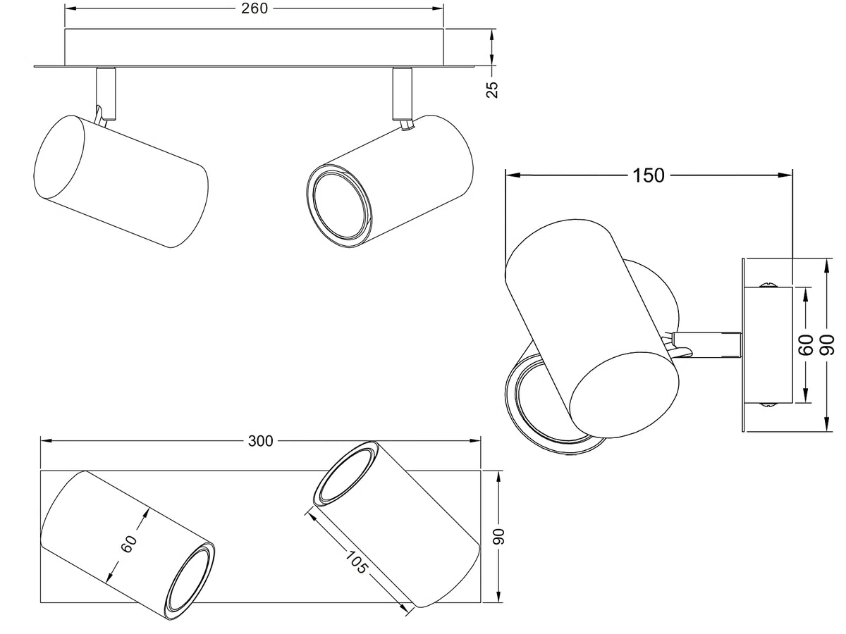Trio Leuchten Lampada da soffitto, Nero Opaco