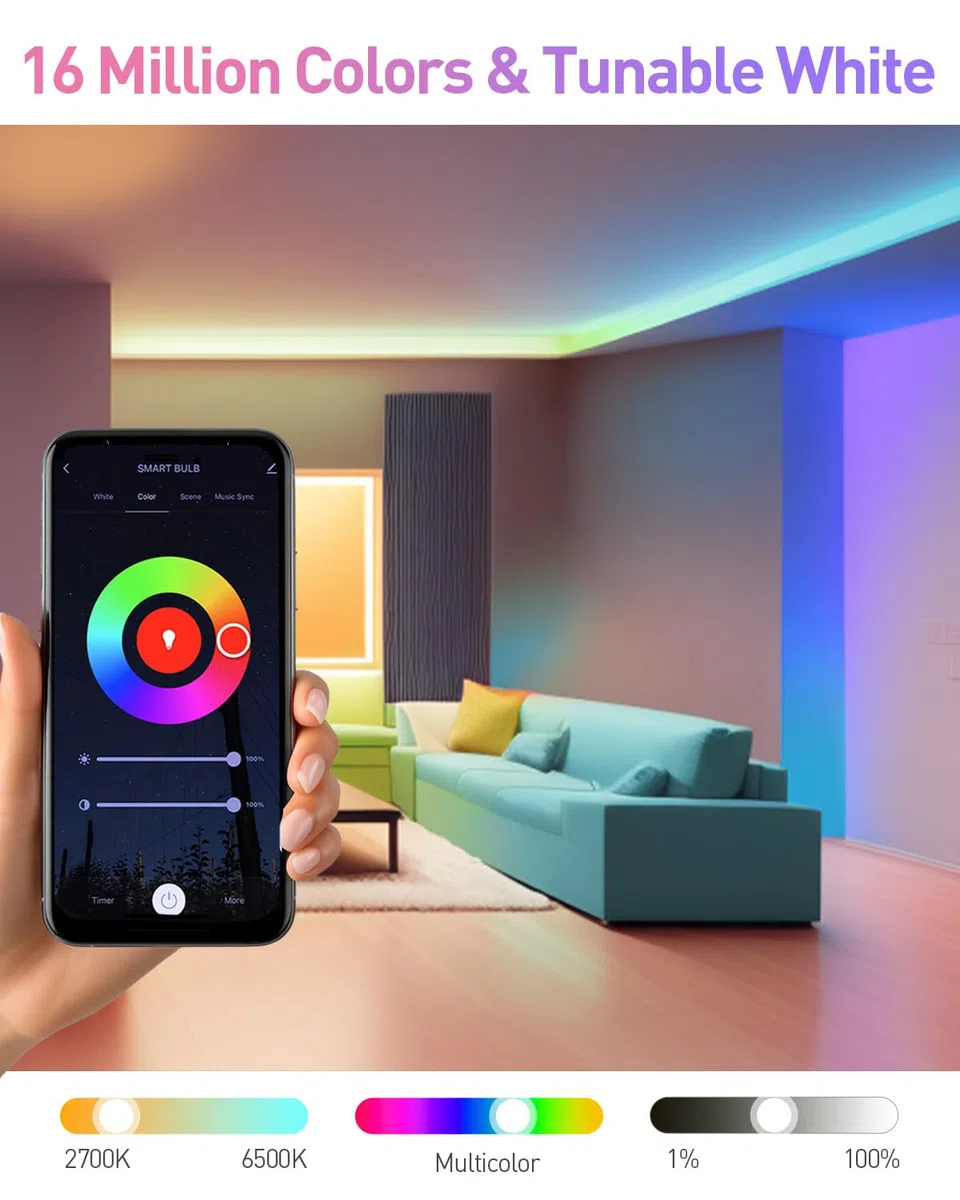 Lampadine Smart Alexa GU10, Dimmerabile Lampadina Smart GU10 5W, Compatibile con Alexa/Google Home, 450LM Faretti Lampadina WIFI GU10, RGB & 2200K-6500K Bianco Freddo Caldo, 2 Pezzi