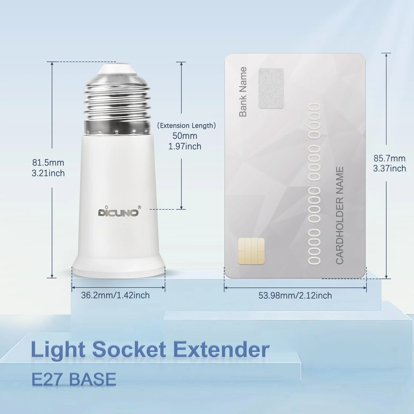 DiCUNO E27 Portalampada 5 CM extension, E27 Prolunga per presa lampada standard, Estensione della lampadina, Adattatore per portalampada, Pacchetto di 6