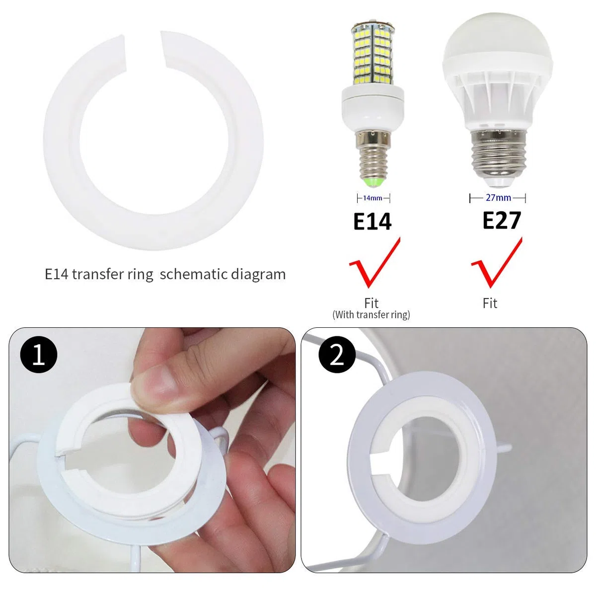 DULEE 11.8" E27/E14 Screw Paralume da Tavolo Tessuto Fatto a Mano Paralumi da Terra,Semplice Lampada da Tavolo,Paralume da Comodino,(Top)18cm x (Height)20cm x (Bottom)30cm,Bianco con finiture dorate