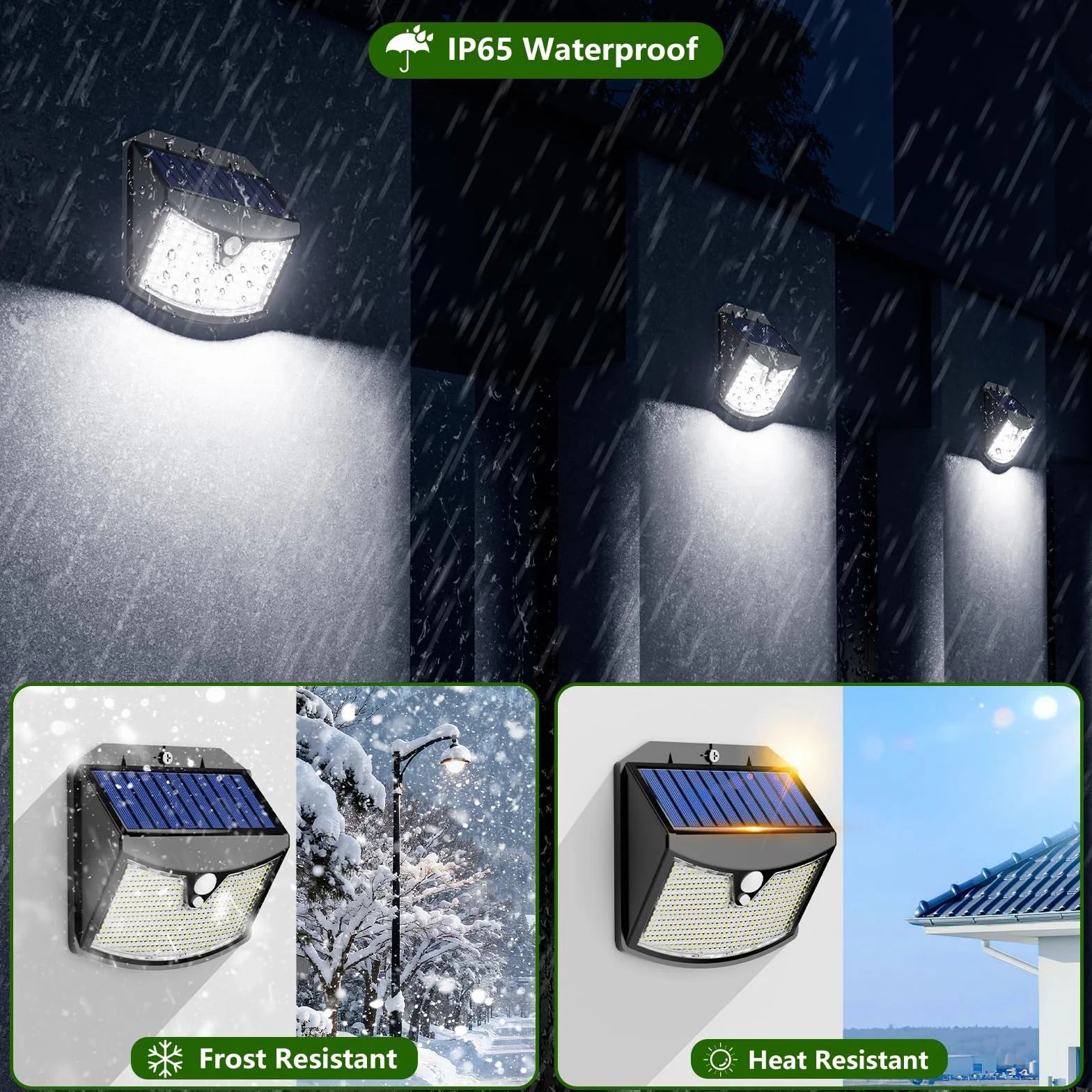 Luce Solare Led Esterno, 3 Modos IP65 Impermeabile Faretto LED da Esterno con Sensore di Movimento, Lampada Solare da Esterno per Giardino, Parete, Garage (2 Pezzi Bianco Freddo)